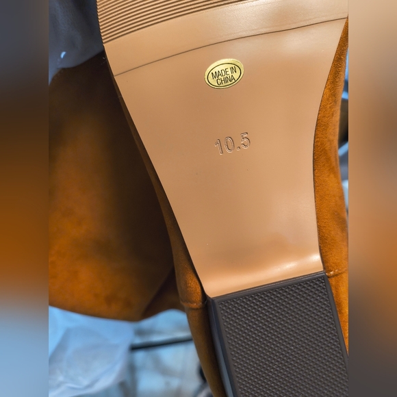 Women's Brown Knee-High Low Heel Suede Boots Fashion Casual 10.5 - Picture 6 of 6